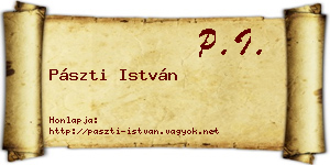 Pászti István névjegykártya